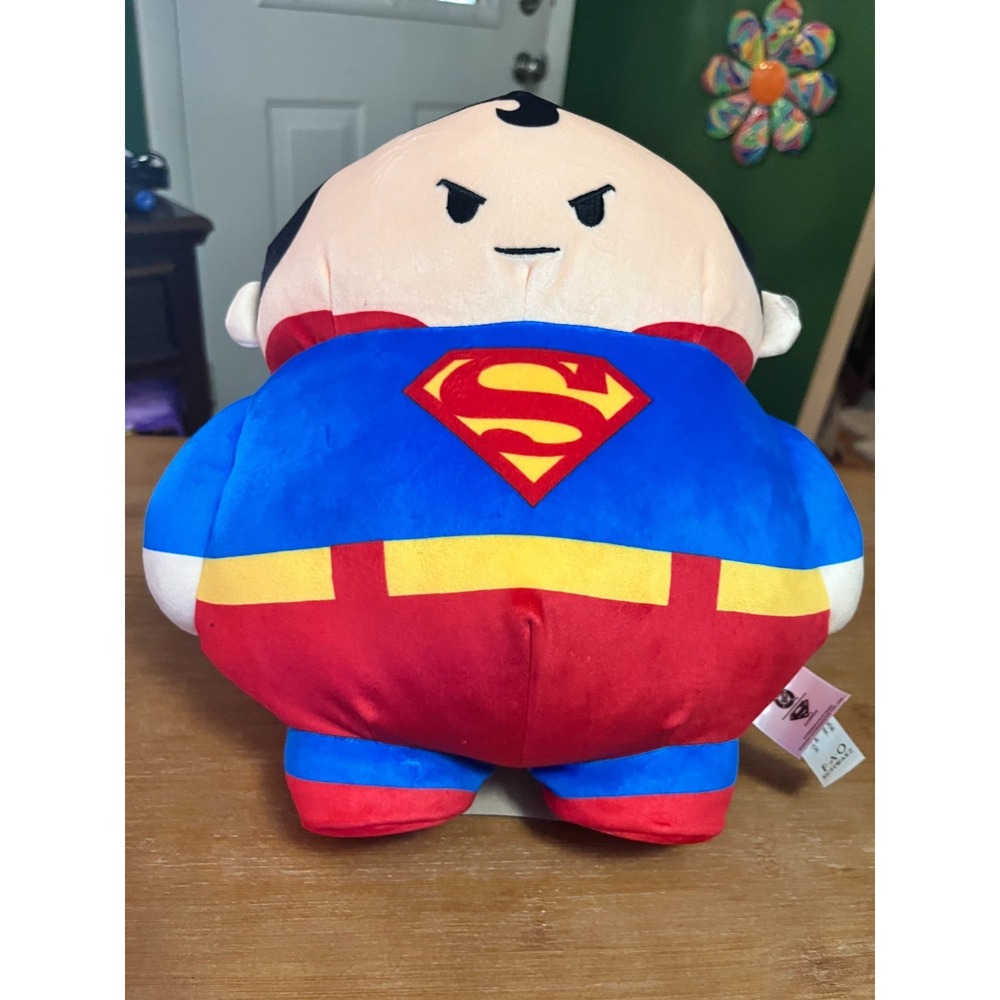 DC Comics Superman FAO Schwarz 10"  Blob Plush Pillow Squish Superhero NEW